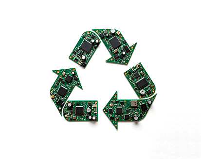 WEEE recycling logo made out of circuit boards