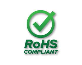RoHS Compliant image with a green tick in a circle