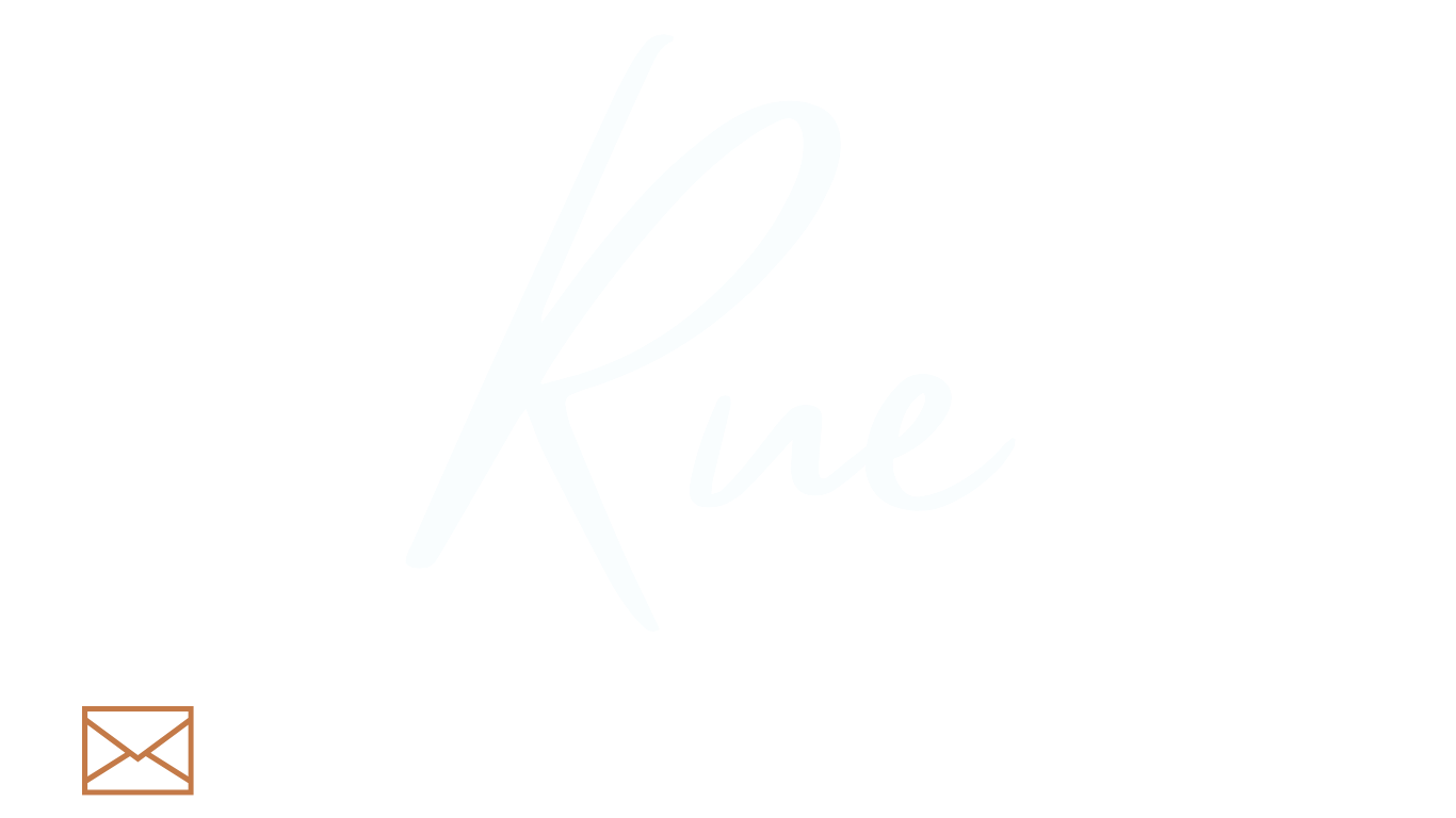 Black and white logo with the word 'Rue' in cursive, and below it 'SOCIAL MEDIA COORDINATOR' written in all caps.