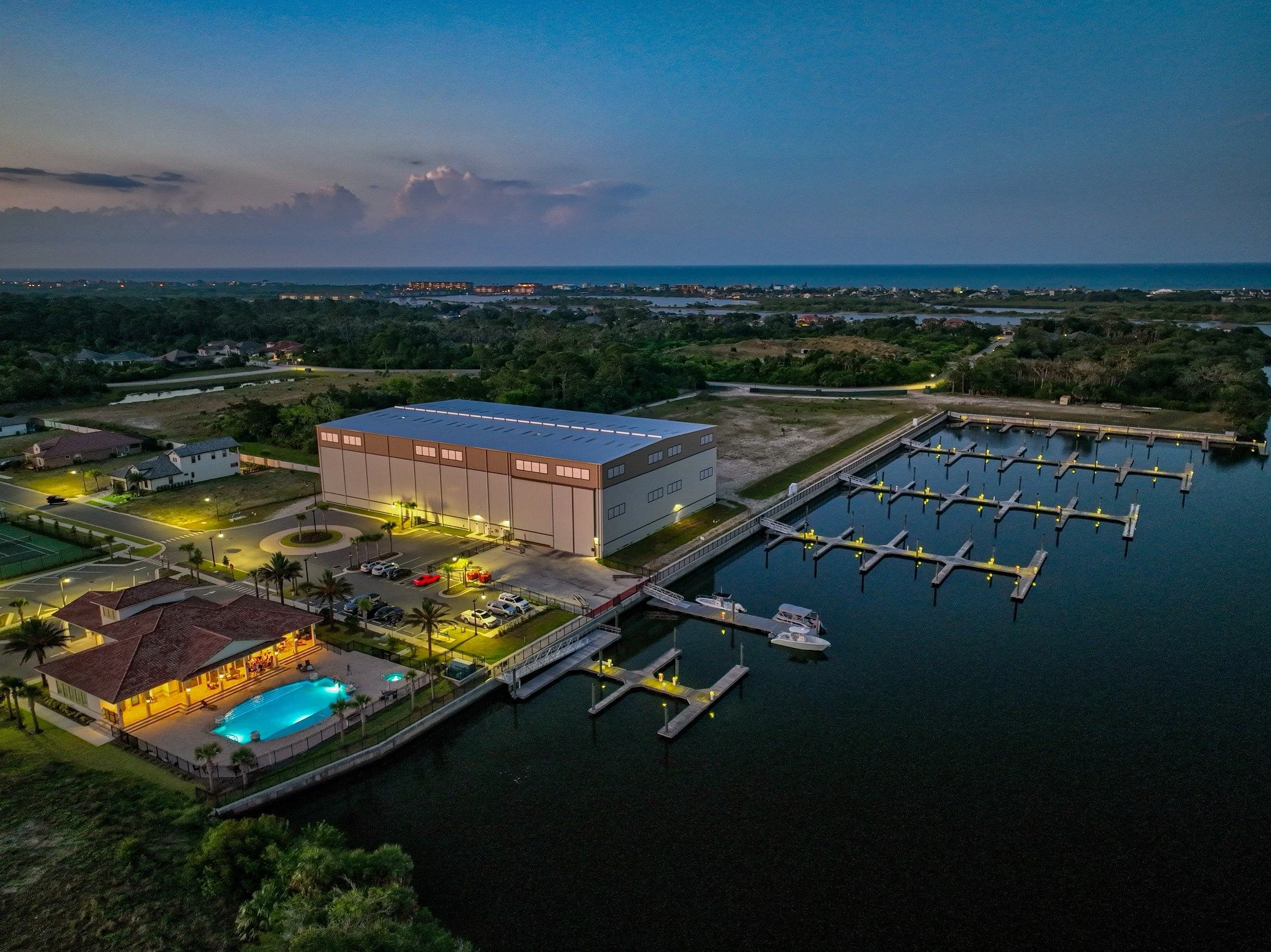 Private marina and dry boat storage at Marina del Palma Palm Coast
