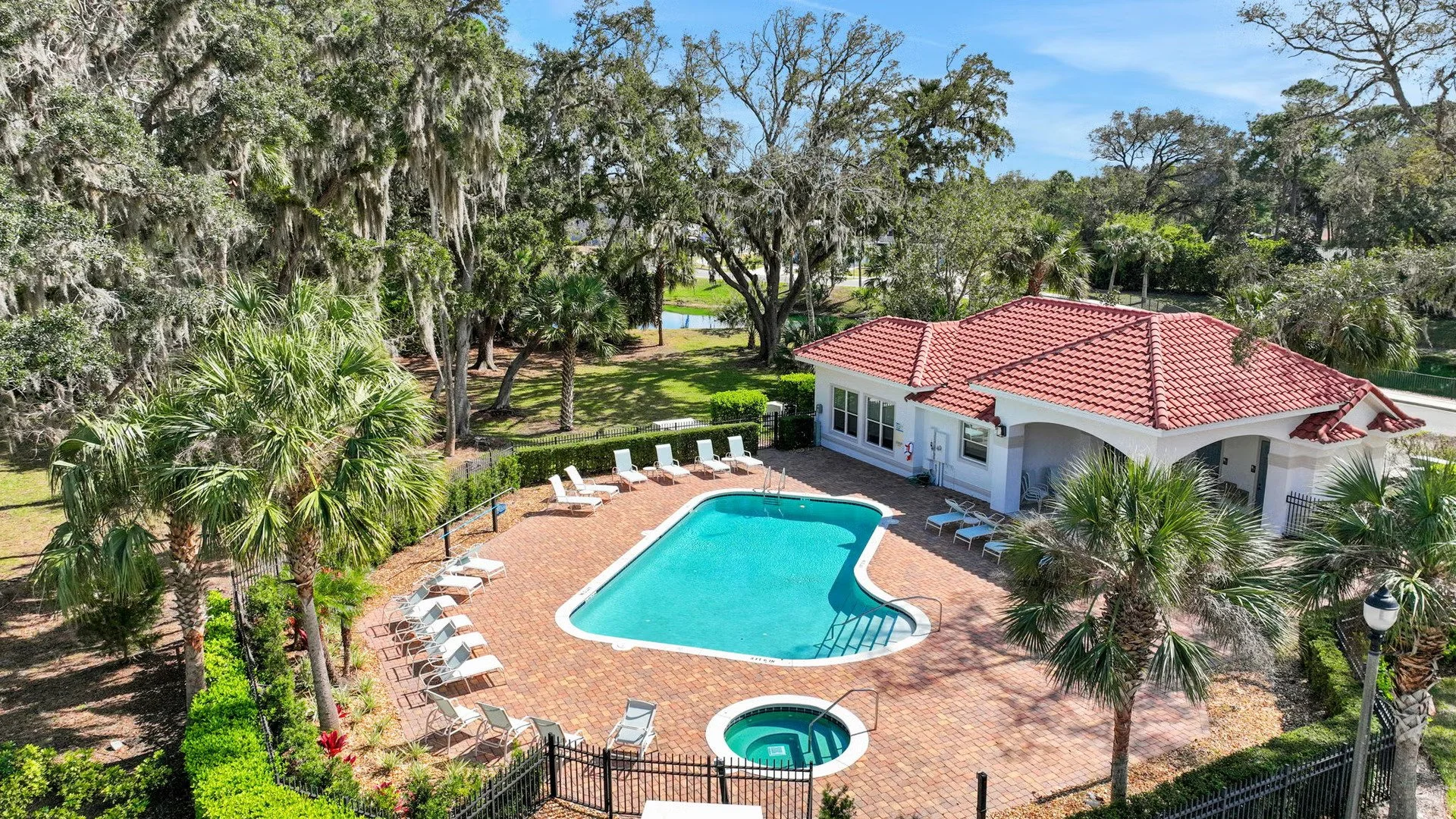 Community pool and outdoor amenities in Palm Harbor Palm Coast