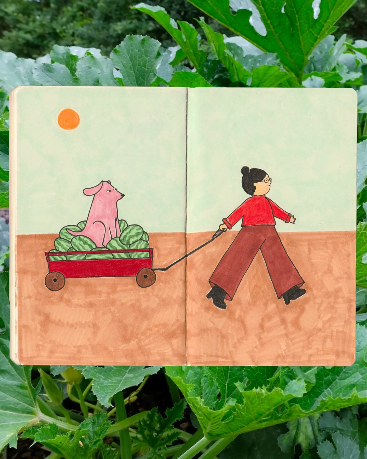 Day 19: MELON 🍉 
Tuning in for day 19 of @peachtober with a page from my sketchbook ✨ 
#peachtober #peachtober25 #peachtober25melon