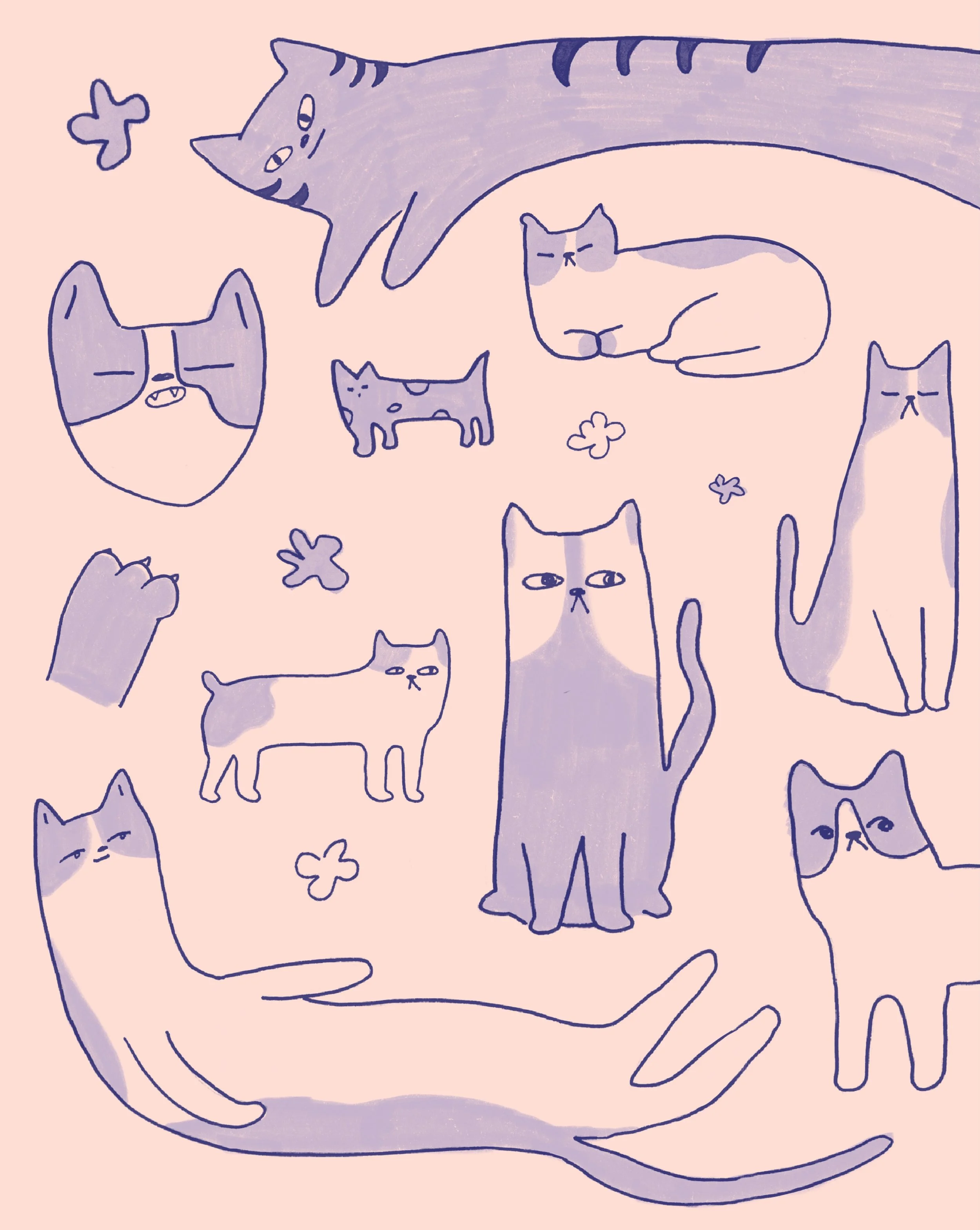 I&rsquo;m bottom left, which one are you? 

The cat distribution system strikes again, this time with a sticker sheet! Printed by @stickerapp. Sign up any time during August to get these in the mail 💌💌

On another note, this is one of the last page