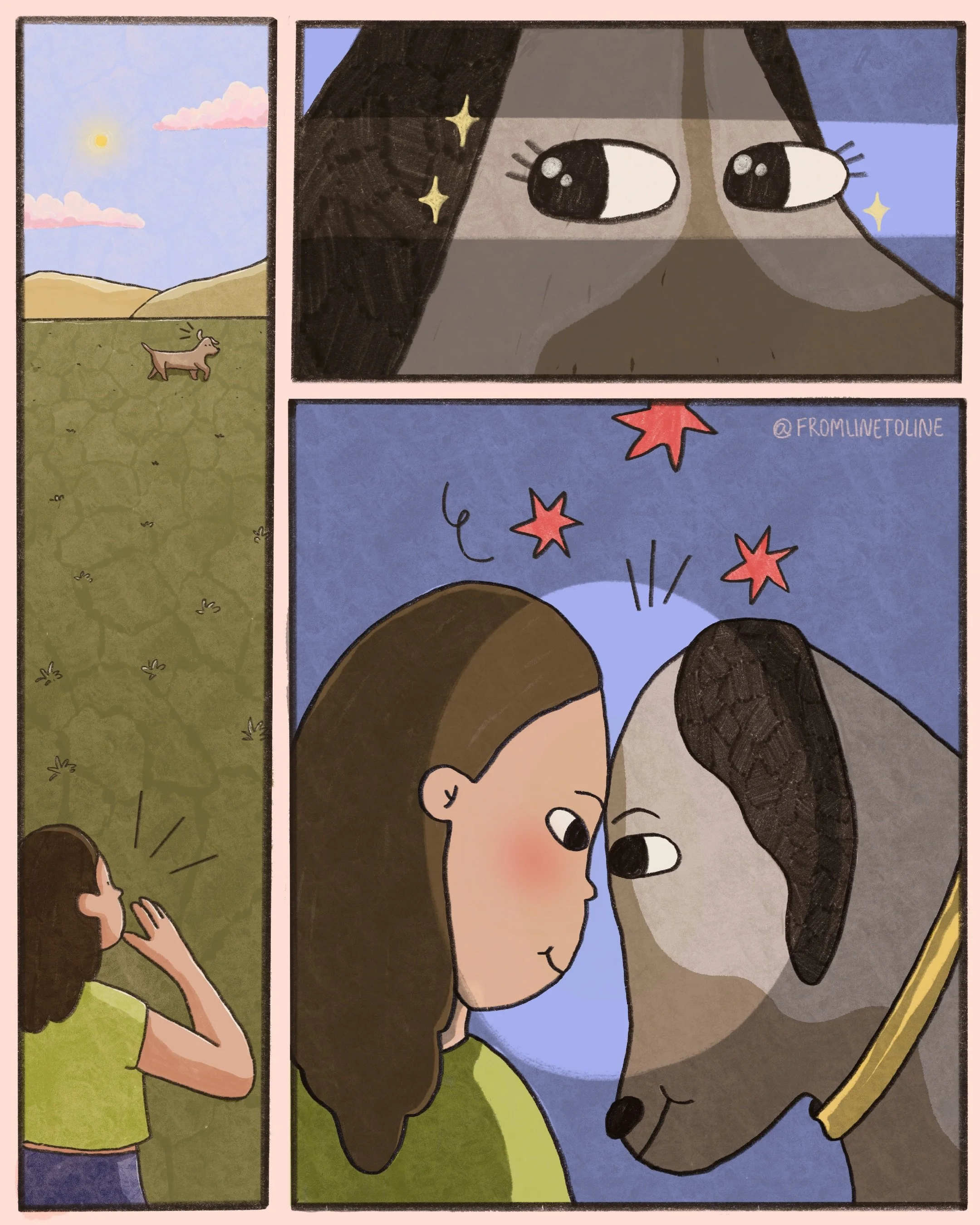 Times I&rsquo;ve had to be loud: calling out an order during my barista days, saying lines on a stage during my theater kid days, calling the dogs to come inside from the backyard every day :-)

#dogcomic #dogs #cuteillustrations