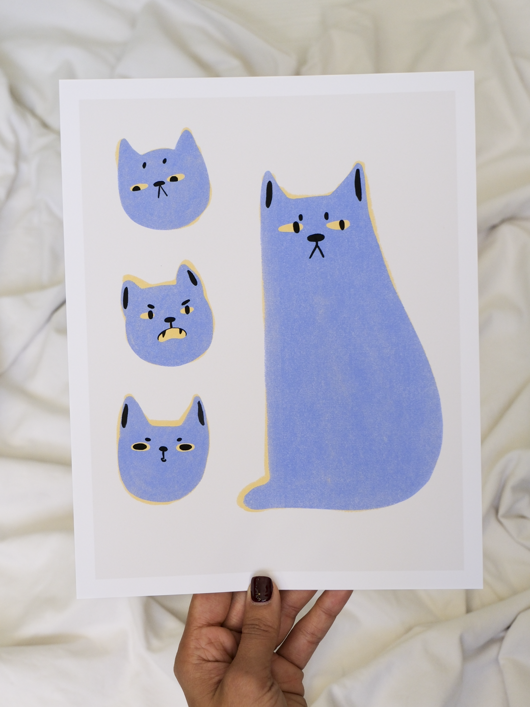 Blue Cat Archival Art Print