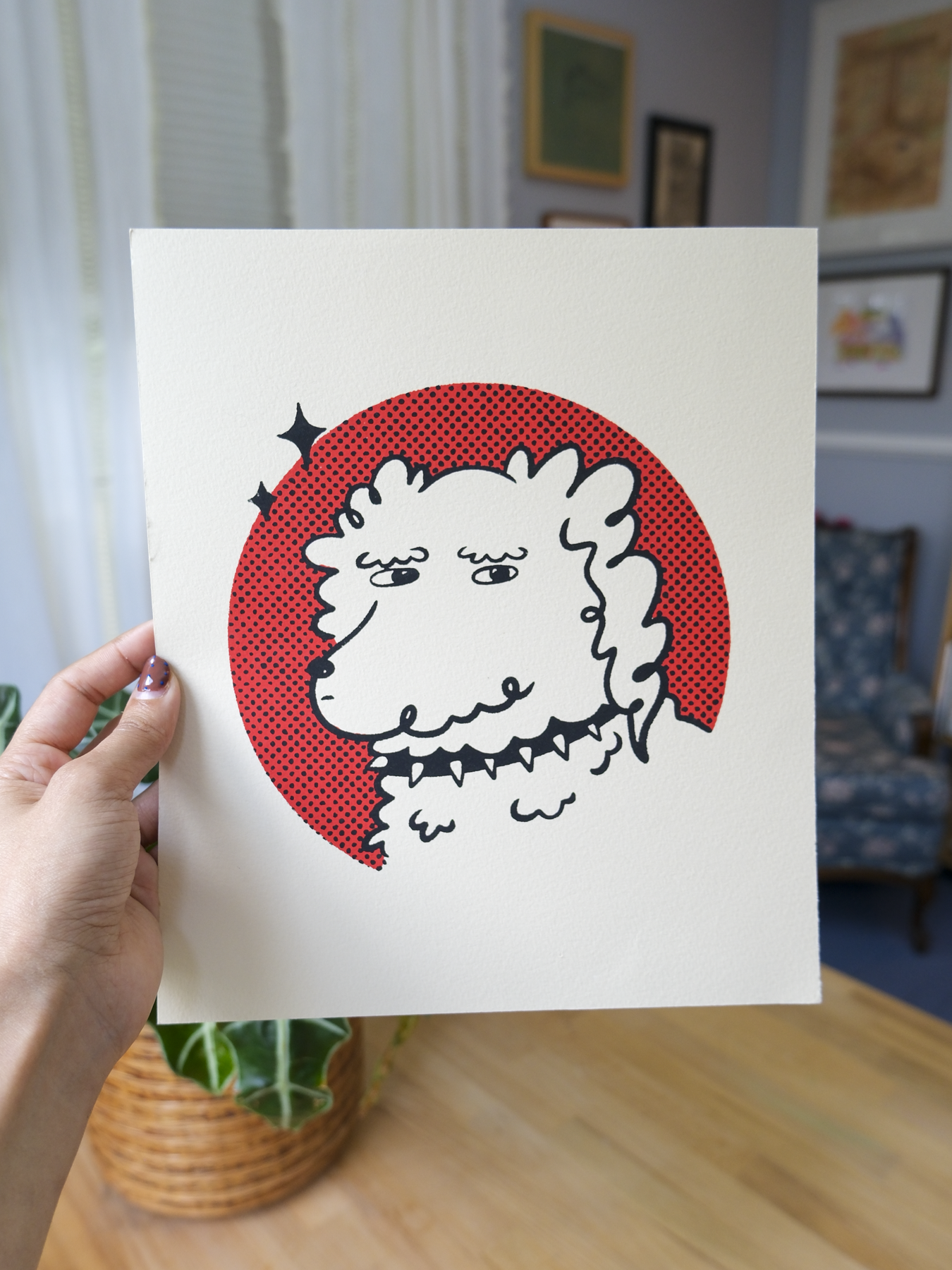 Suspicious Boy - Screen Print on Handmade Paper
