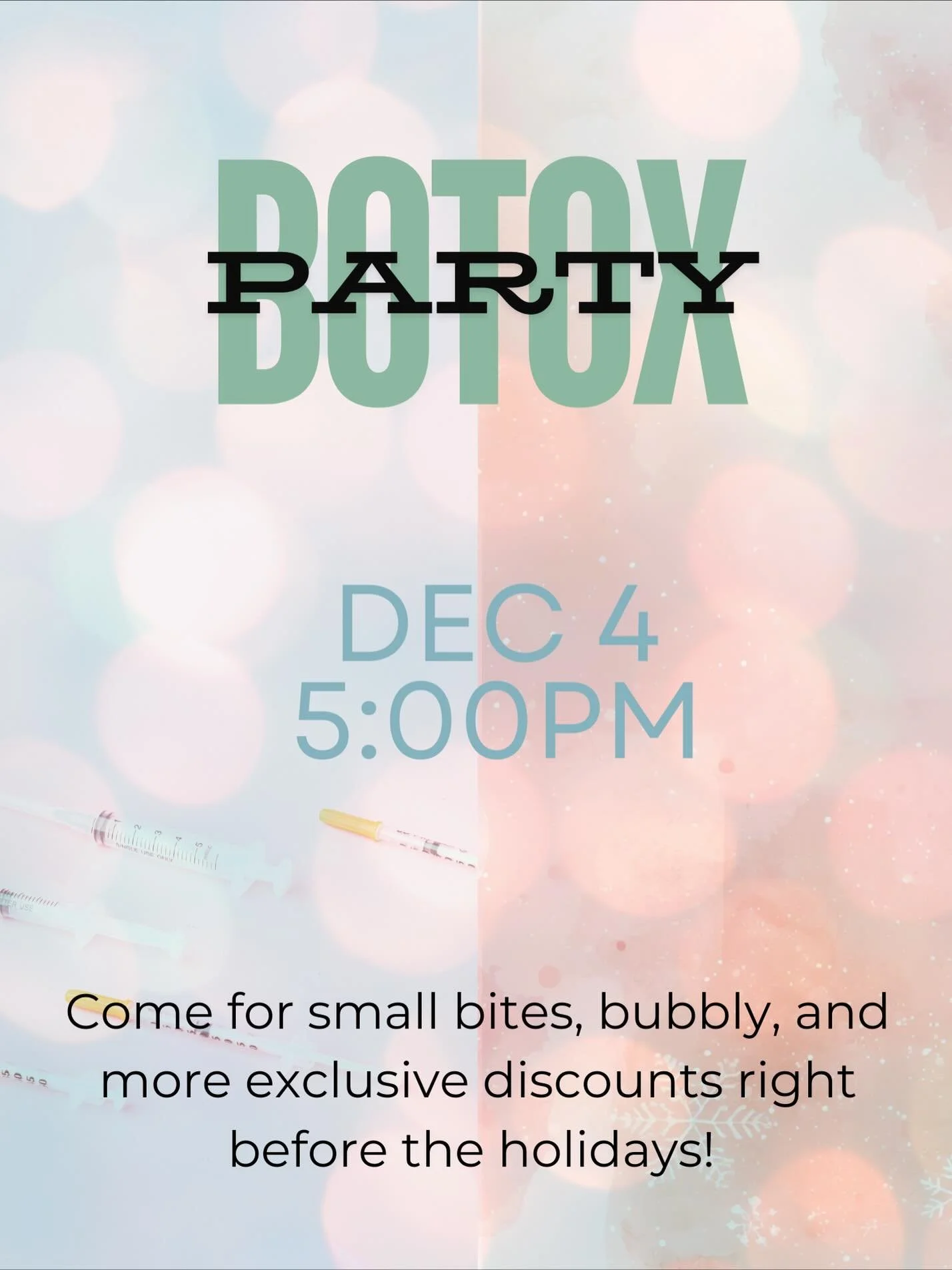It&rsquo;s been a minute. So we&rsquo;re having a Botox Party this Thursday, Dec 4 at 5pm!
Join us for bites, bubbles, and the best glow-up deals of the season at Aesthetic Skin Sanctuary 💛

💉 20% off ALL skincare &mdash; including ZO + our brand-n