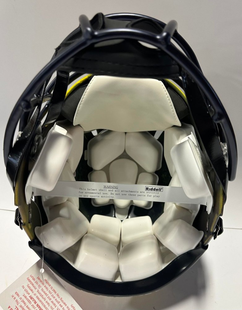 The bottom side of a Speed authentic helmet
