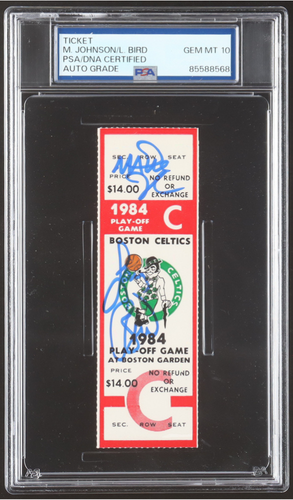 Magic Johnson & Larry Bird Signed 1984 NBA Playoff Game Ticket