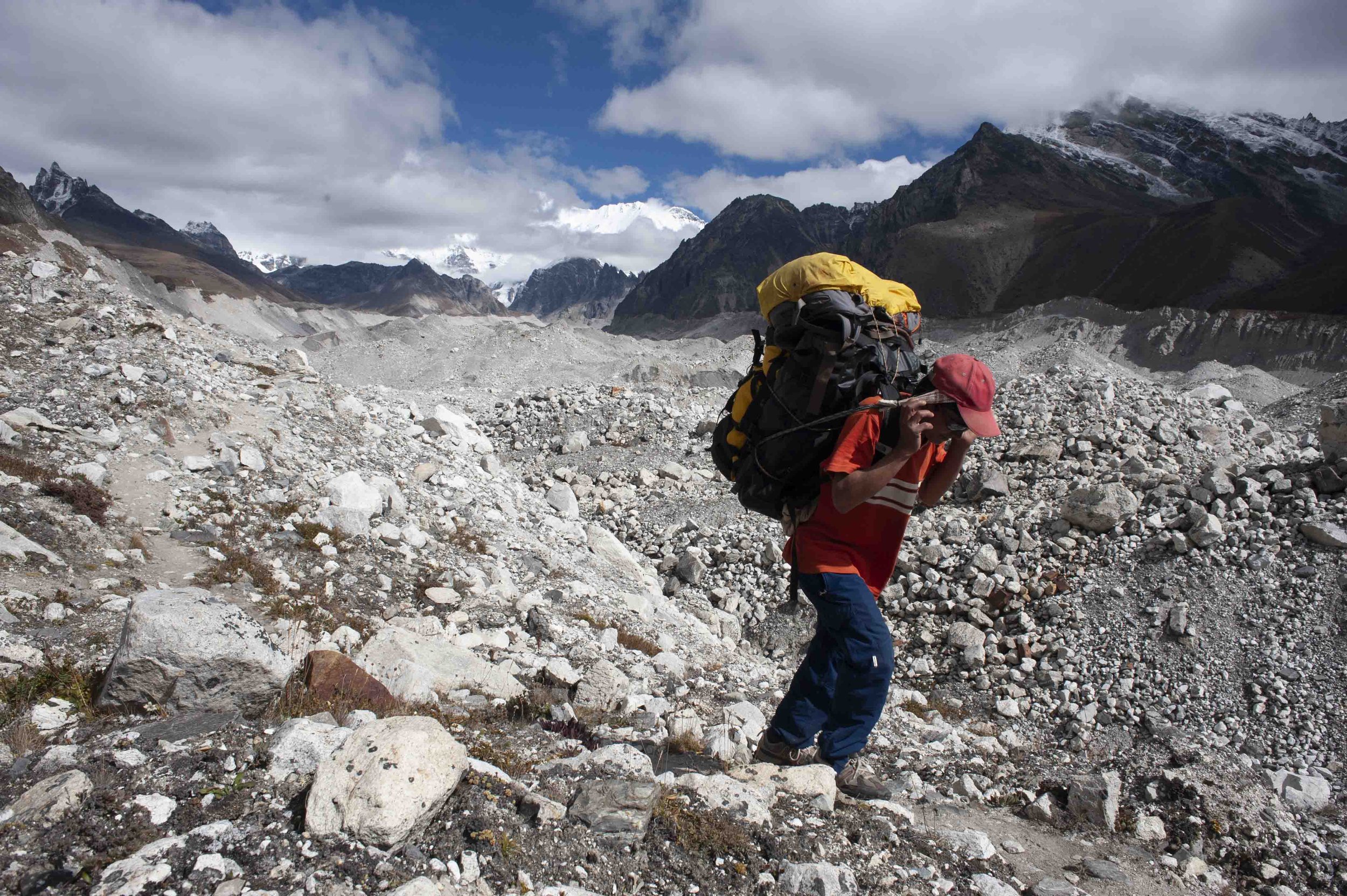 Kumar crossing the Ngozumpa Glacier