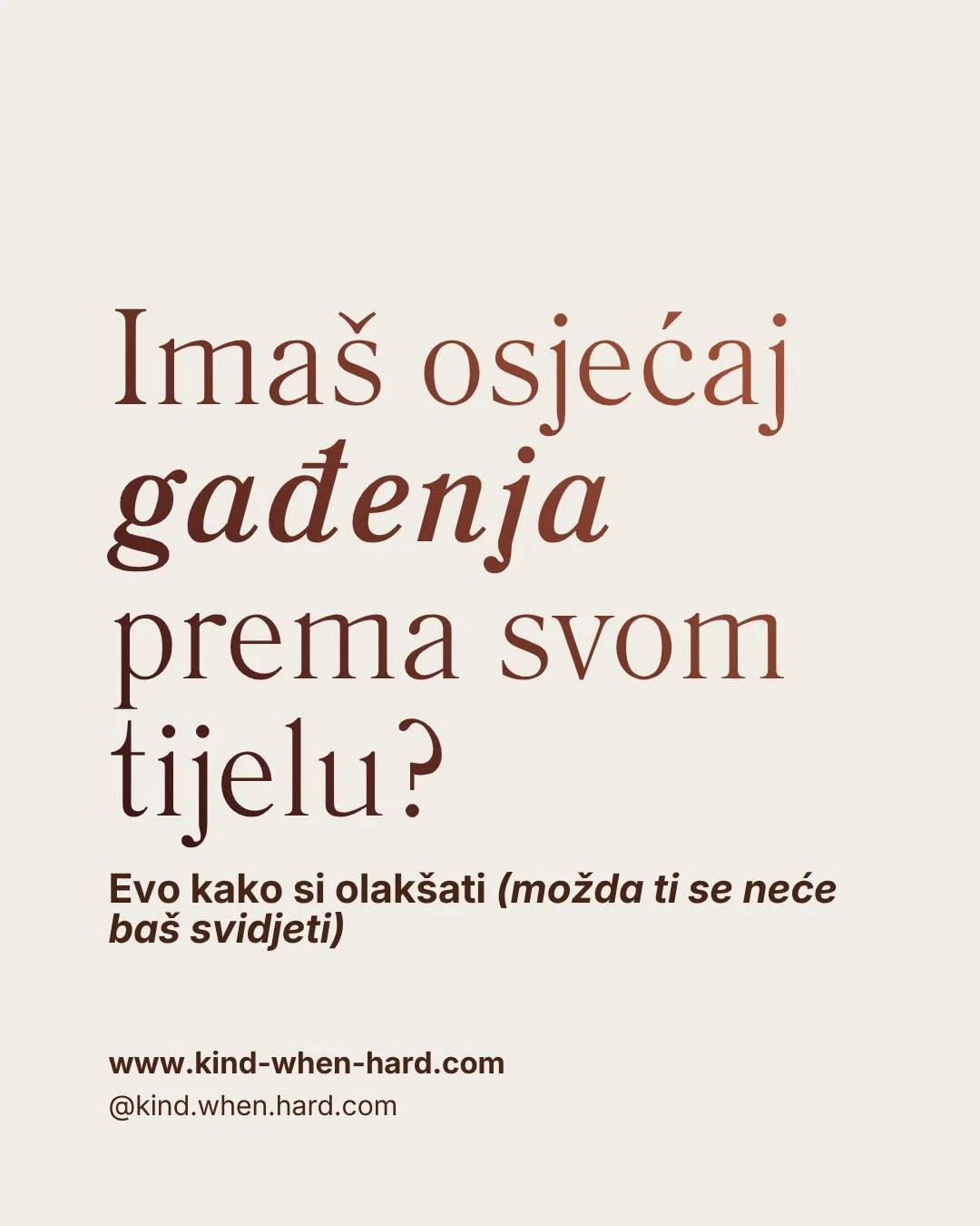 🎙️ Nova podcast epizoda (link u profilu) - Možda ti se ne gadi tvoje tijelo - nego netko ili ne&scaron;to

Ponekad mislimo da nam se gadi vlastito tijelo. Pogled u ogledalo izaziva nelagodu, odbacivanje, čak i snažan osjećaj gađenja. No &scaron;to a