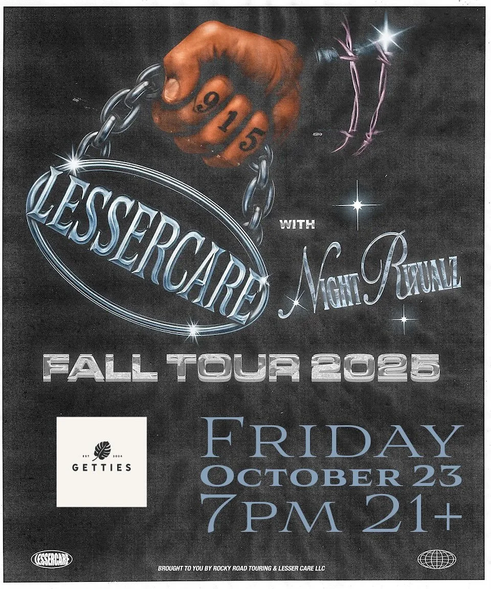 October 18th @lessercare with @nightritualz will be playing Getties @fetemusic Doors at 7. Ticket link in bio.