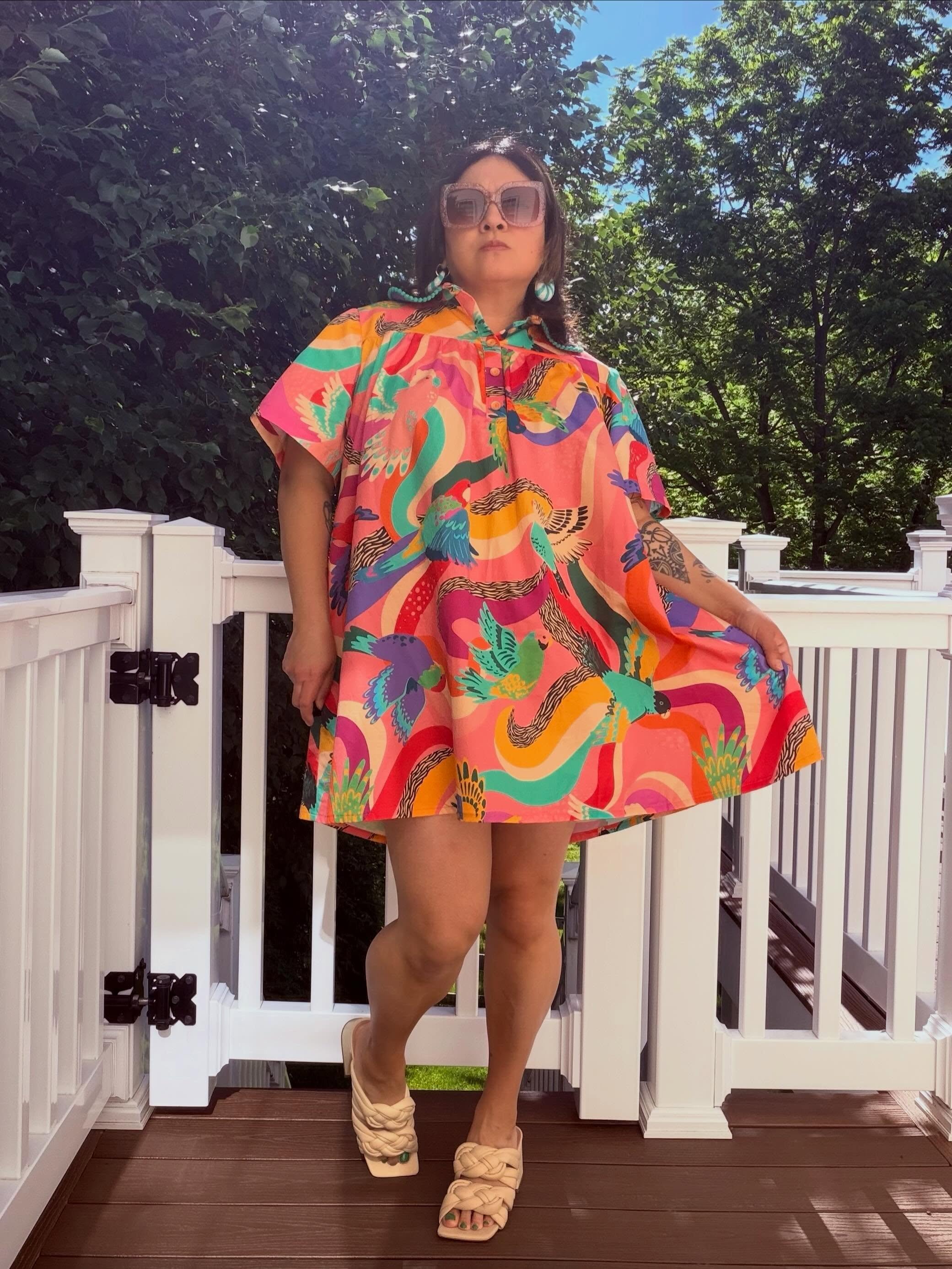 I love making my Mother&rsquo;s Day fit every year and I literally couldn&rsquo;t bring myself to cut into this fabric for 2 years but I figured it was a special day so it had to happen. I used the #junodress and added a little trim on the collar. I 