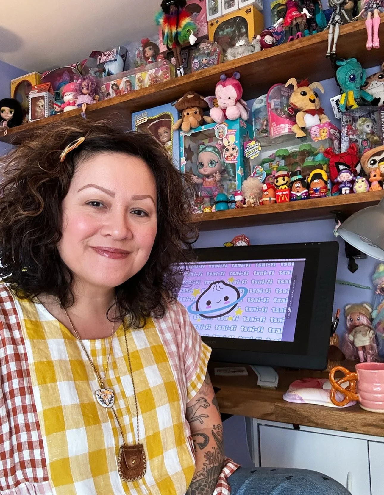 Hello! I am Kim and my company Tsai-Fi is a reflection of my inner child. I love to make cute stuff. I am a toy designer by day and a crafty hobby maxxer by night. I am excited to share my personal creations again after a 10 year or so break to hang 