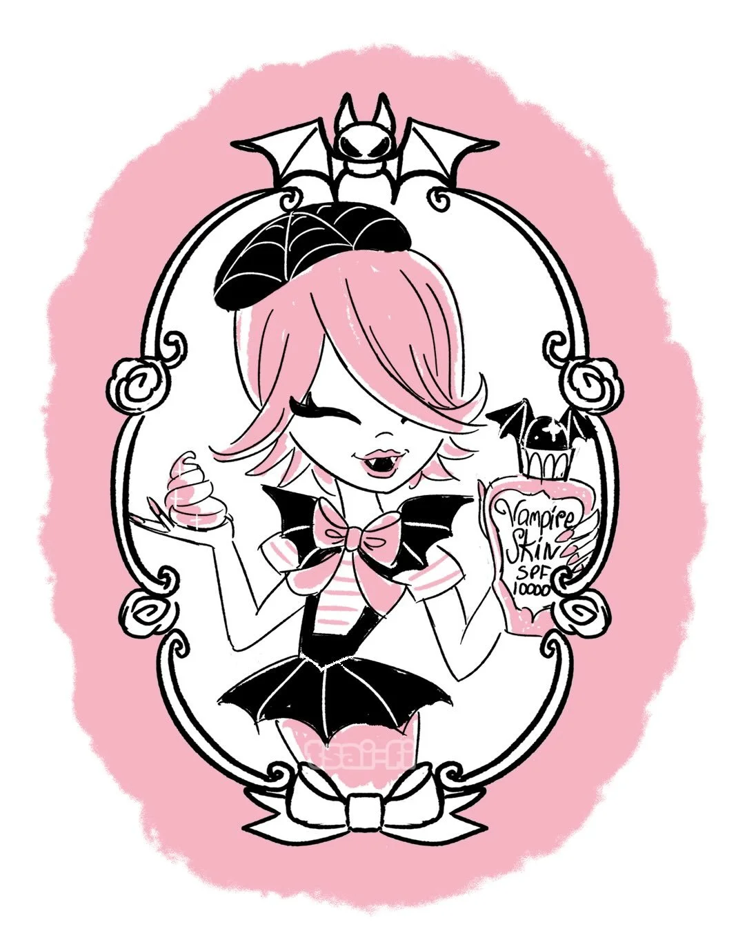 Day #2: Vampire - This vampire entrepreneur started her own trendy skin care line. Who doesn&rsquo;t want ageless skin without wrinkles for eternity?

#mabsdrawlloweenclub2026 #mdwc26d2 #vampire