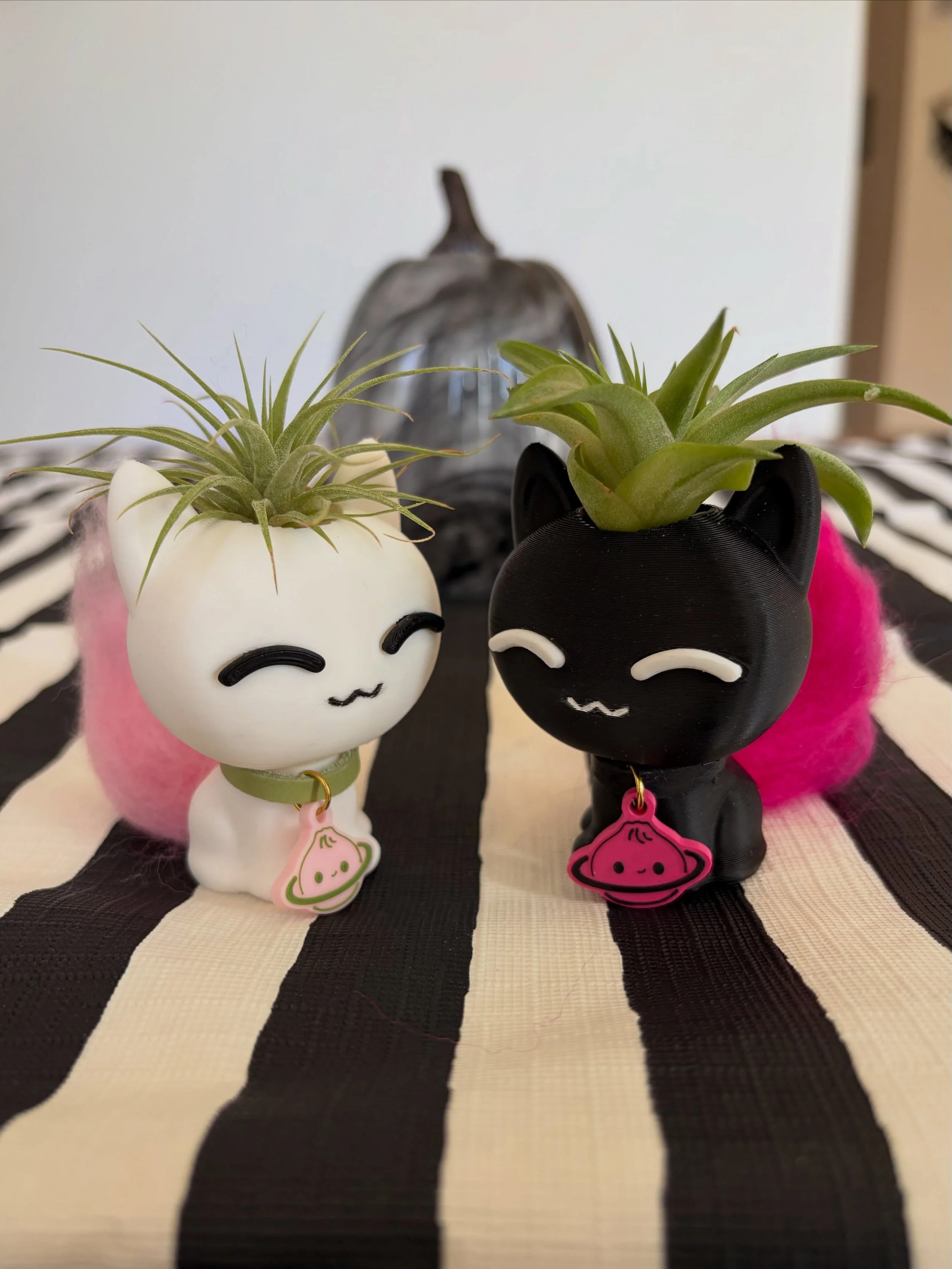 Day #19: Cat - I am learning how to 3D sculpt so one of my first projects was to make Halloween cuties that could display my baby air plants! The Kitty is the first one I sketched, sculpted and 3D printed. I also added a 3D printed logo charm collar 