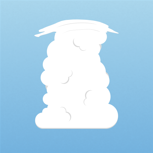 A graphical illustration of a cumulus pileus cloud
