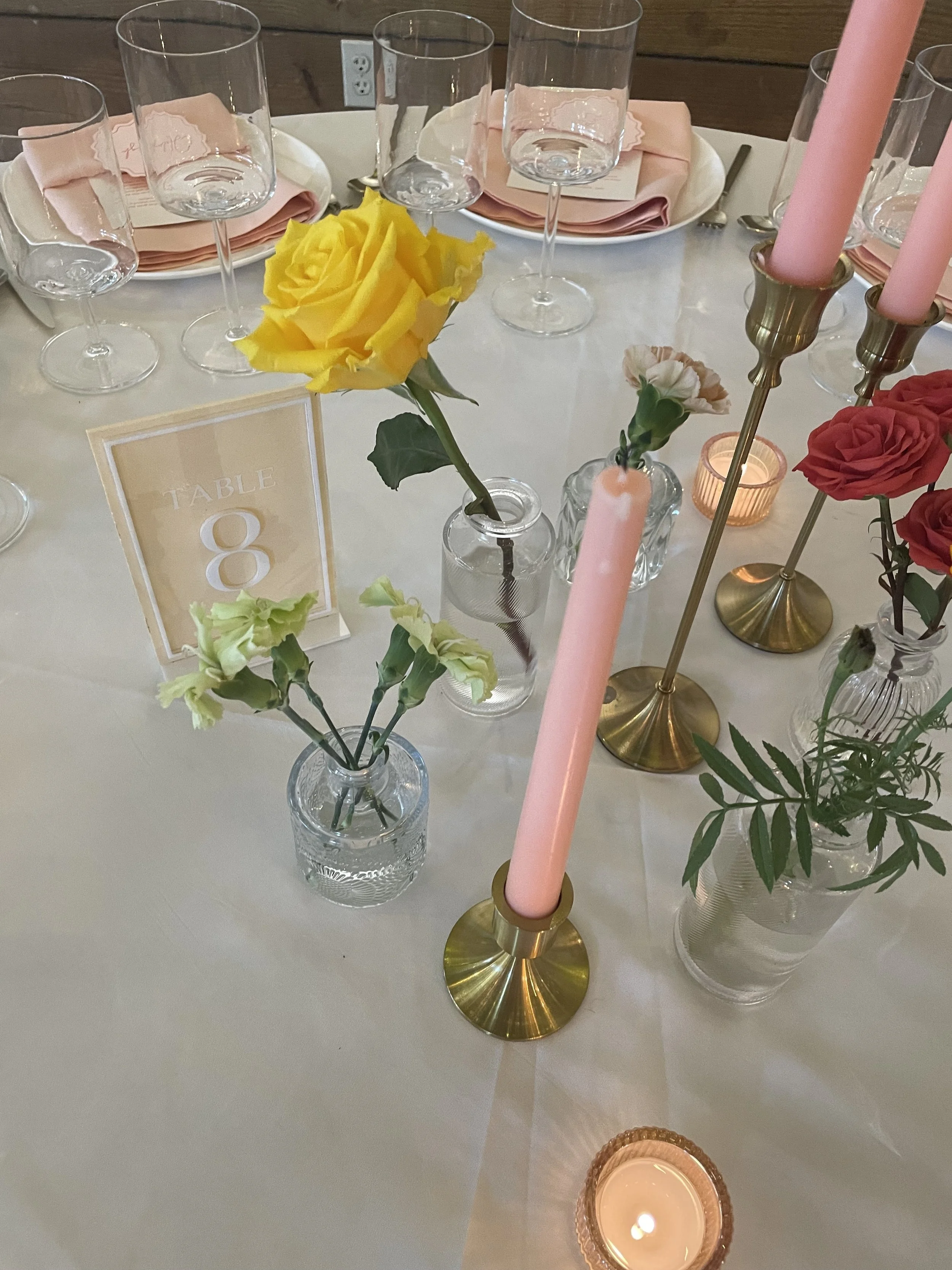 Peach & White Table Numbers (1-19) - $40