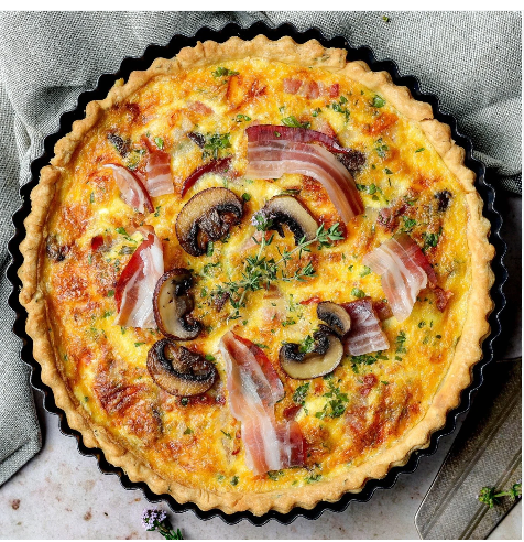 Family Size Quiche-Proscuitto, Mushroom, Basil and Mozzarella