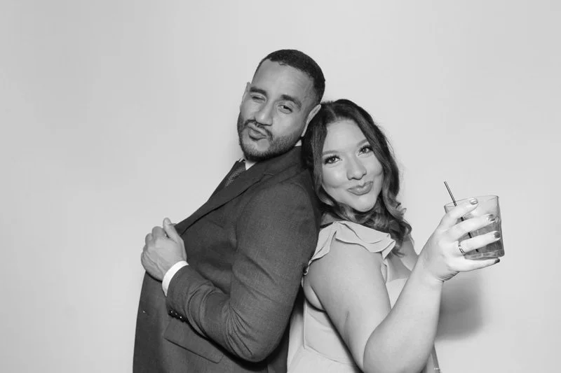 Glam Booth- Black and White Photo Booth for wedding at Azaleanor Manor in Orange Park, Florida.  Wedding Photo Booth by Bokeh & Birch photobooth co.