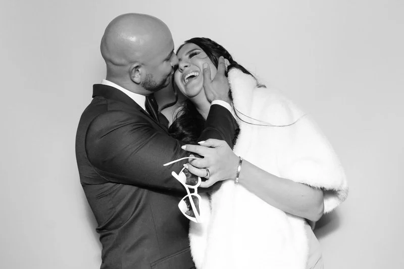 Glam Booth- Black and White Photo Booth for wedding at Azaleanor Manor in Orange Park, Florida.  Wedding Photo Booth by Bokeh & Birch photobooth co.