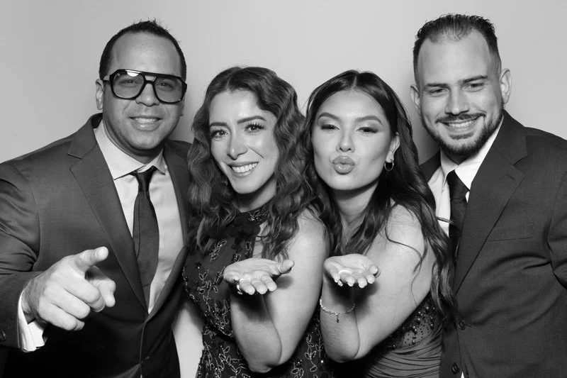 Glam Booth- Black and White Photo Booth for wedding at Azaleanor Manor in Orange Park, Florida.  Wedding Photo Booth by Bokeh & Birch photobooth co.