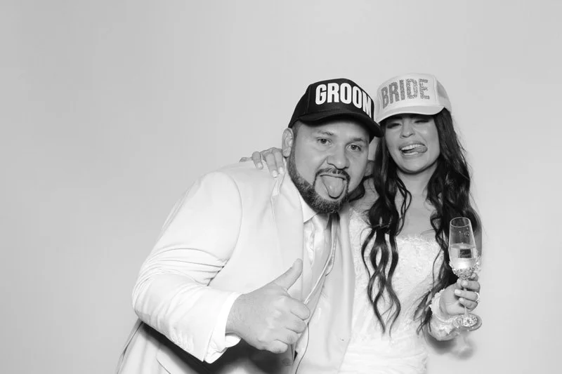 Glam Booth- Black and White Photo Booth for wedding at Azaleanor Manor in Orange Park, Florida.  Wedding Photo Booth by Bokeh & Birch photobooth co.