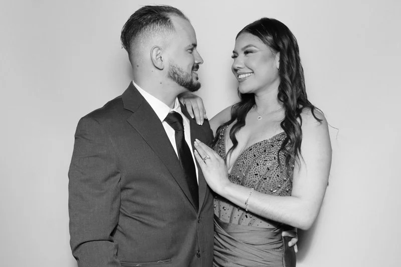 Glam Booth- Black and White Photo Booth for wedding at Azaleanor Manor in Orange Park, Florida.  Wedding Photo Booth by Bokeh & Birch photobooth co.