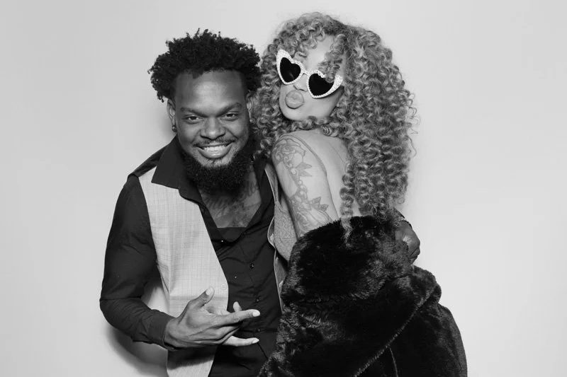 Glam Booth- Black and White Photo Booth for wedding at Azaleanor Manor in Orange Park, Florida.  Wedding Photo Booth by Bokeh & Birch photobooth co.