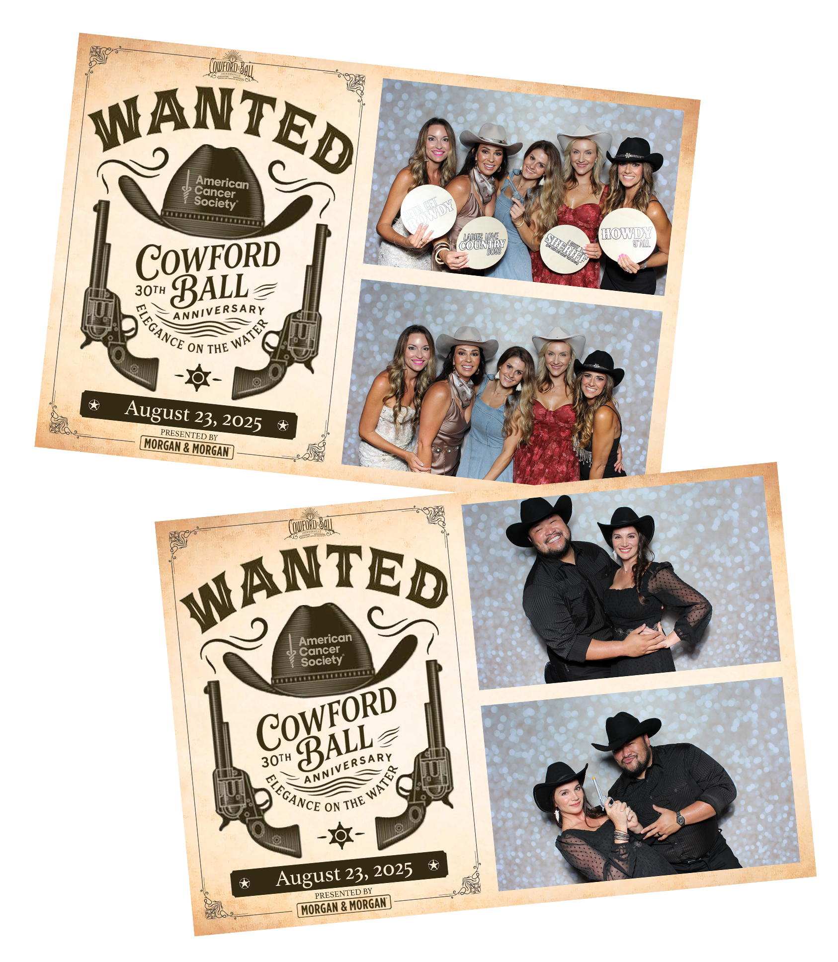 Bokeh & Birch photobooth prints from The American Cancer Society's 30th annual Cowford Ball in Jacksonville, FL.