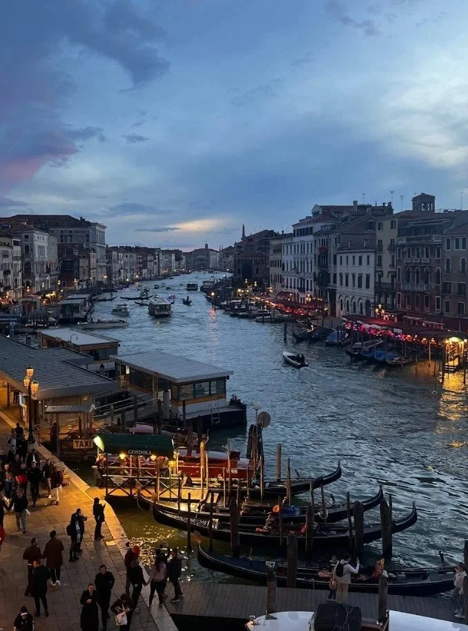 Venice laguna with vaporetti boats, the waterway connecting the Giardini and Arsenale venues of the Venice Biennale 2026 In Minor Keys
