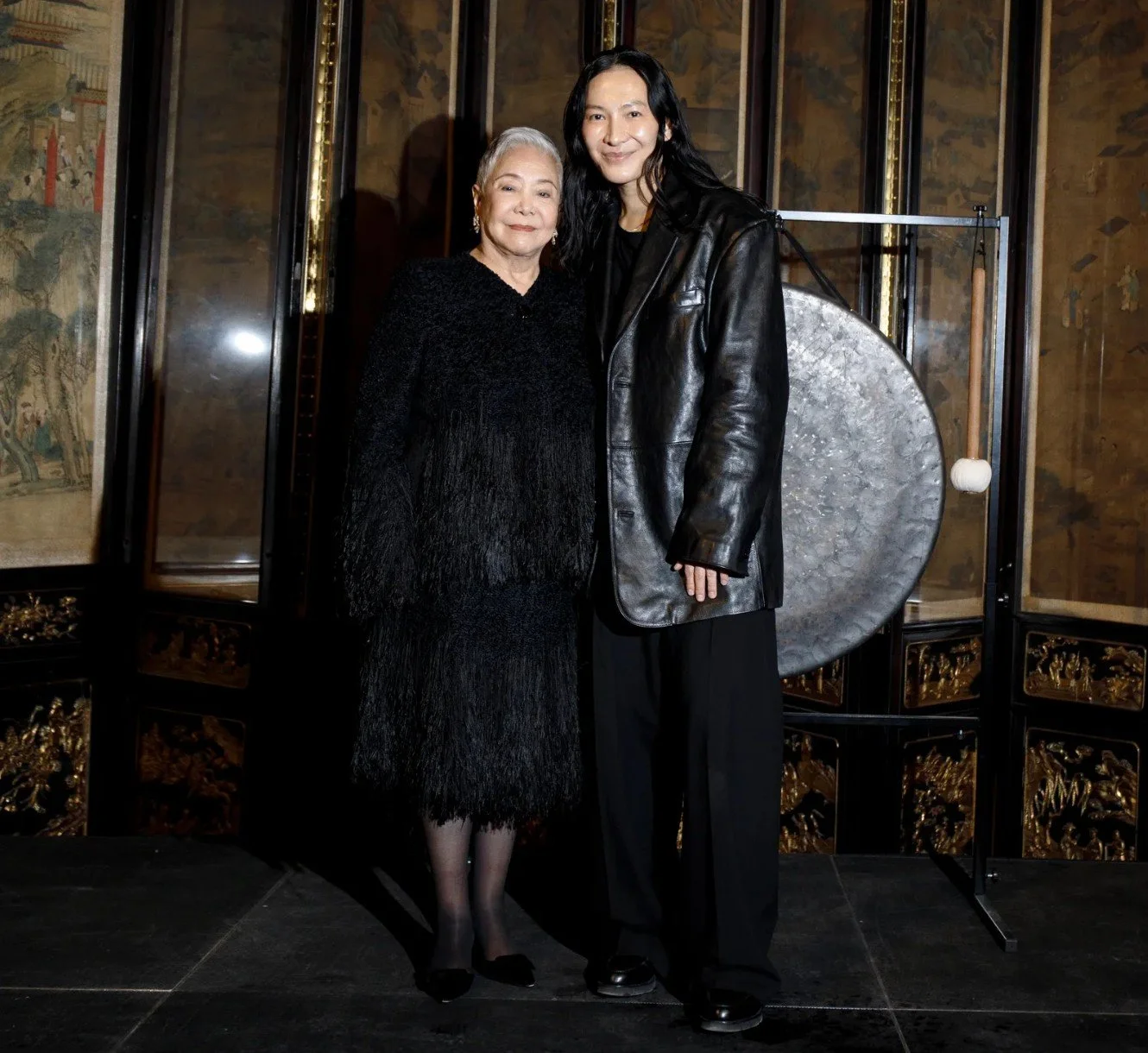 Alexander Wang and his mother Ying Wang at The Wang Contemporary arts hub opening at 58 Bowery Chinatown New York 2026