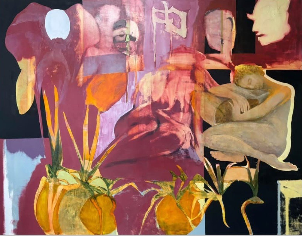 Exhibition view of What Falls, Hangs, Drips and Comes Undone at JOHS New York, group show opening March 19 2026 in a domestic apartment setting featuring works by Ezra Cohen, Bjorn Copeland, Oliver Clegg and others