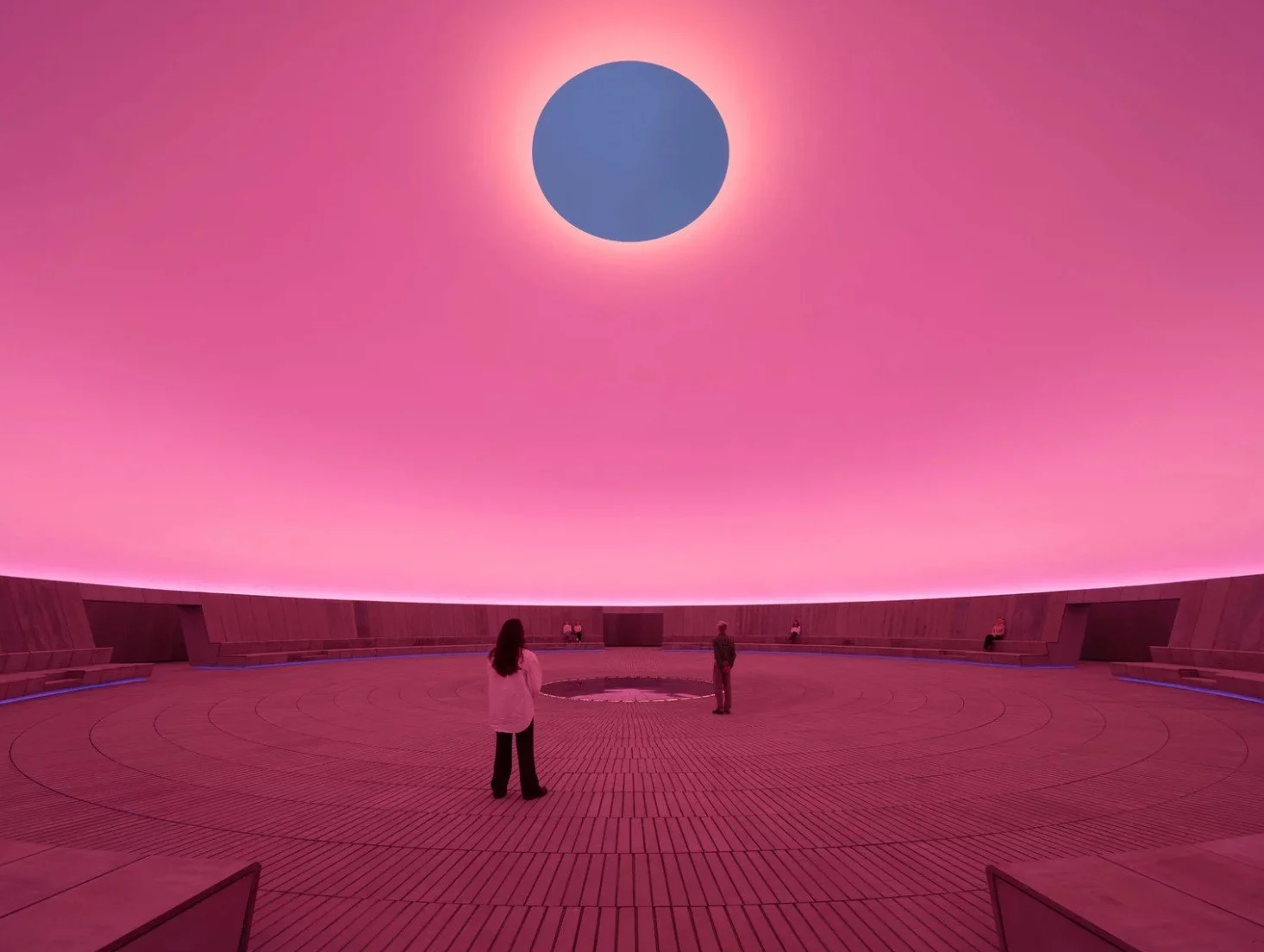 James Turrell, As Seen Below The Dome, pink light, circular aperture, ARoS Aarhus Art Museum, Denmark 2026