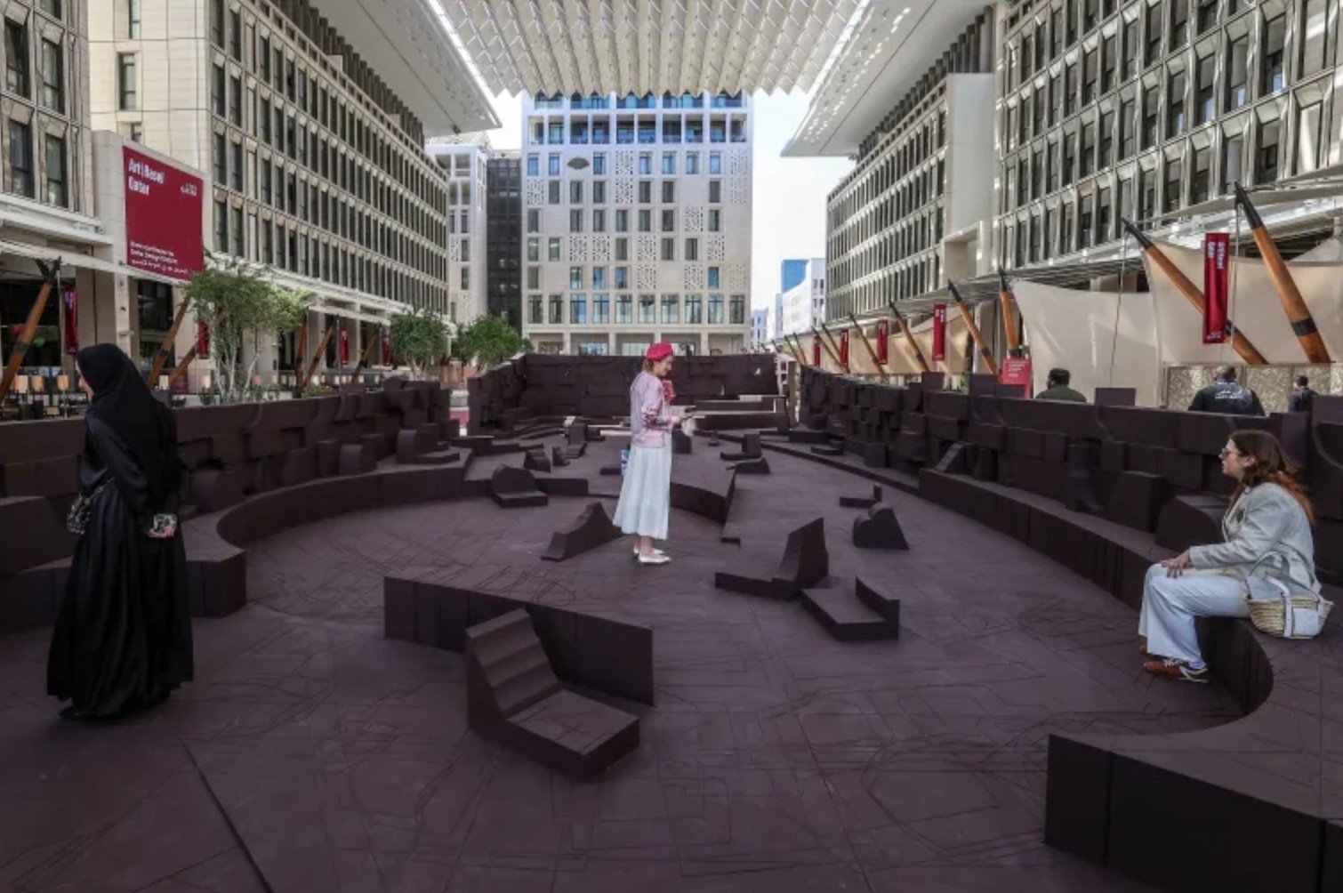 Sumayya Vally’s plywood and cement eight-channel sound installation at a Msheireb courtyard at Art Basel Qatar