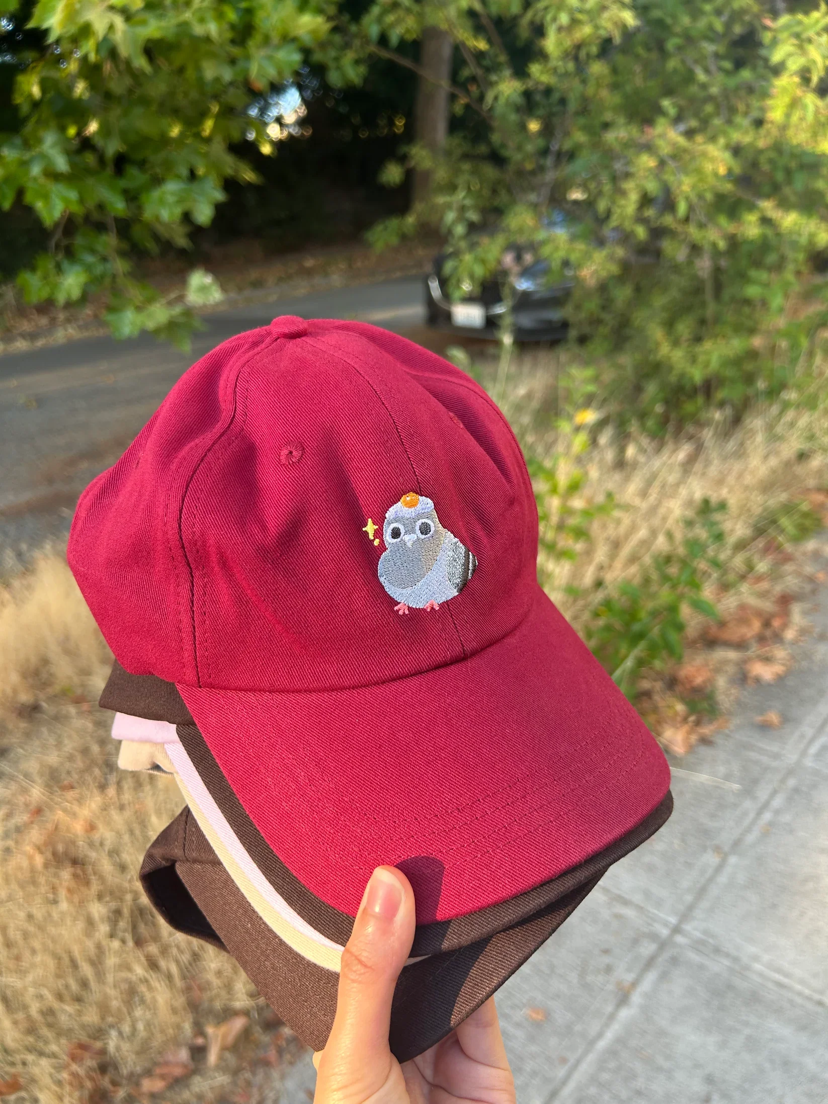 Embroidered pigeon hat