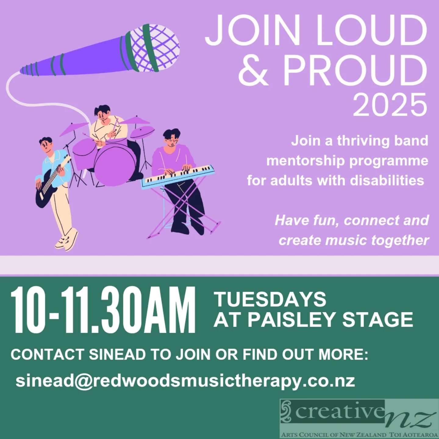 LOUD &amp; PROUD is a community music programme funded by creative New Zealand. We are enabling musicians with disabilities to participate more fully in the local music community, addressing barriers like access, attitudes and communication. 

So muc