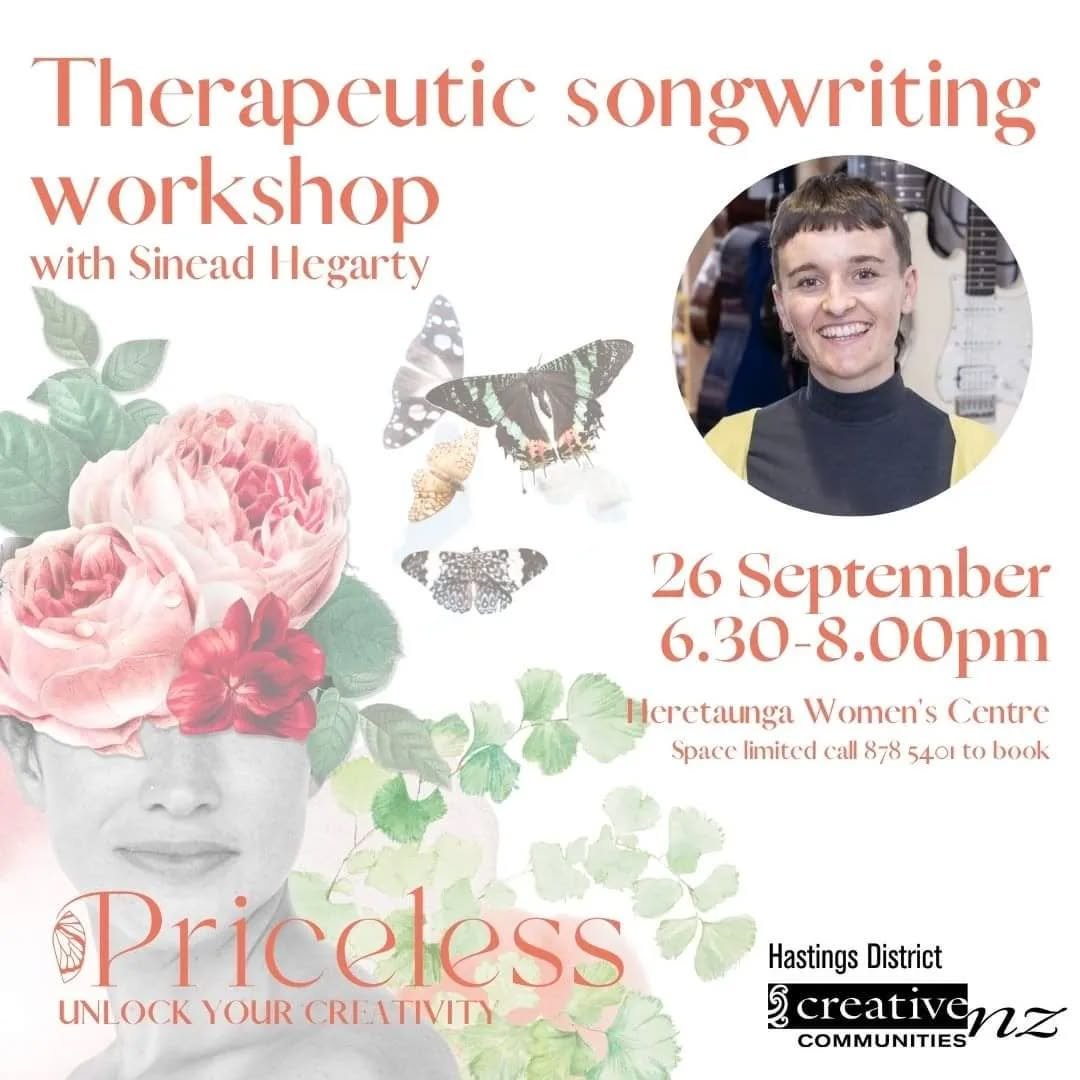 Excited to be hosting this workshop on Thursday evening at the Heretaunga women's centre. Thank you to local artist Sharleen Bailey who organises these regular opportunities for wāhine in our community to connect with their creativity. Songwriting is