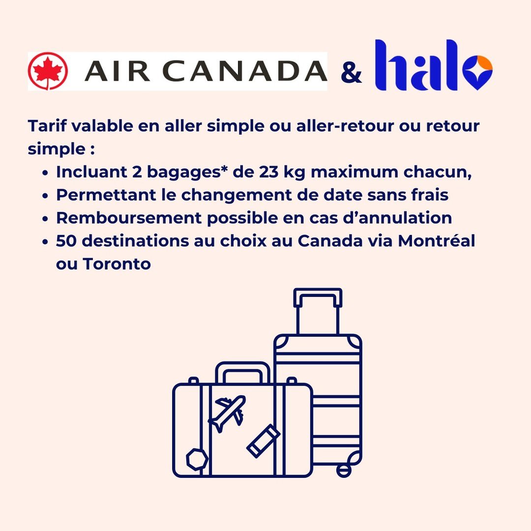 🎉Nous sommes ravies de vous annoncer notre nouveau partenariat avec Air Canada! 🎉

Visitez notre site internet haloagence.com et r&eacute;servez un cr&eacute;neau gratuit de 30 minutes pour d&eacute;couvrir nos services et les nombreux avantages do