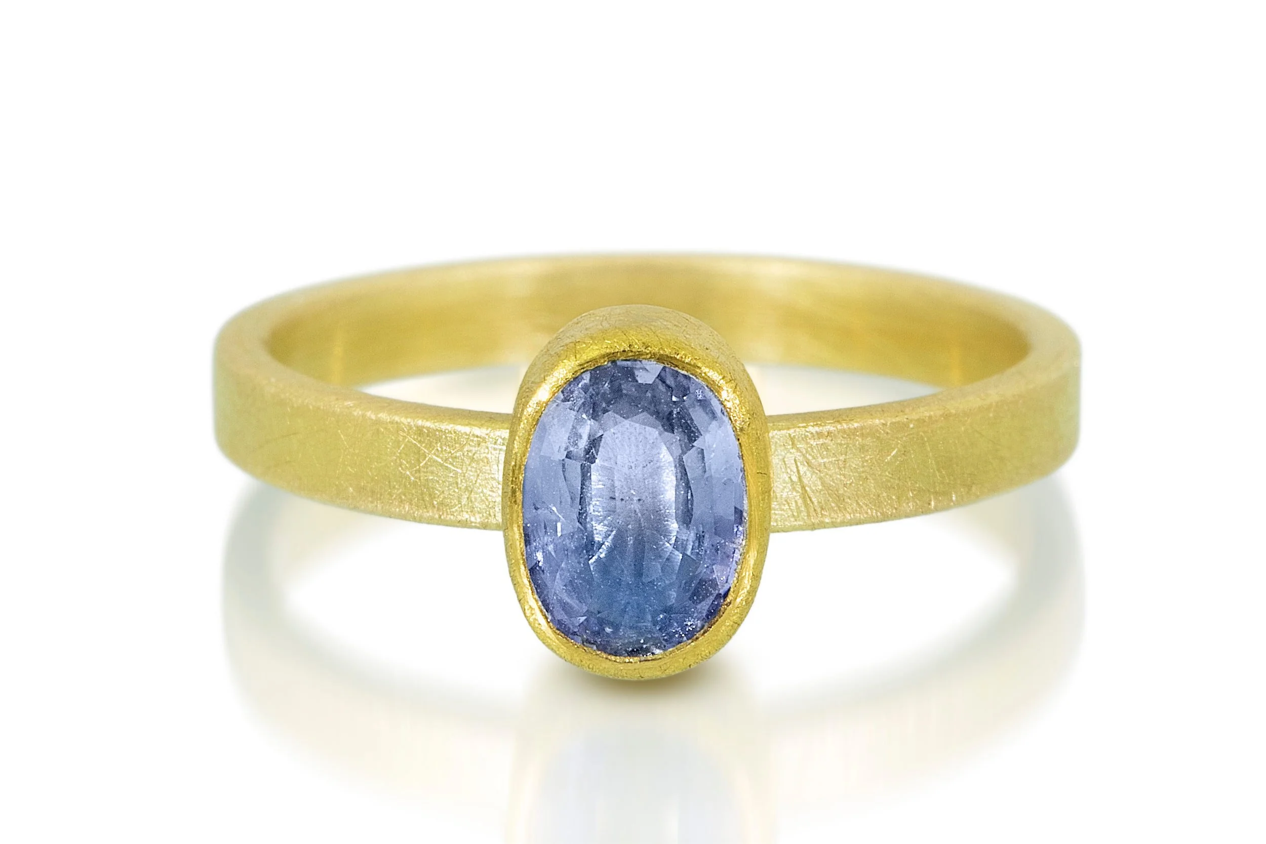 Blue Sapphire Oval Faceted Stacking Ring on Narrow Band 1.jpg