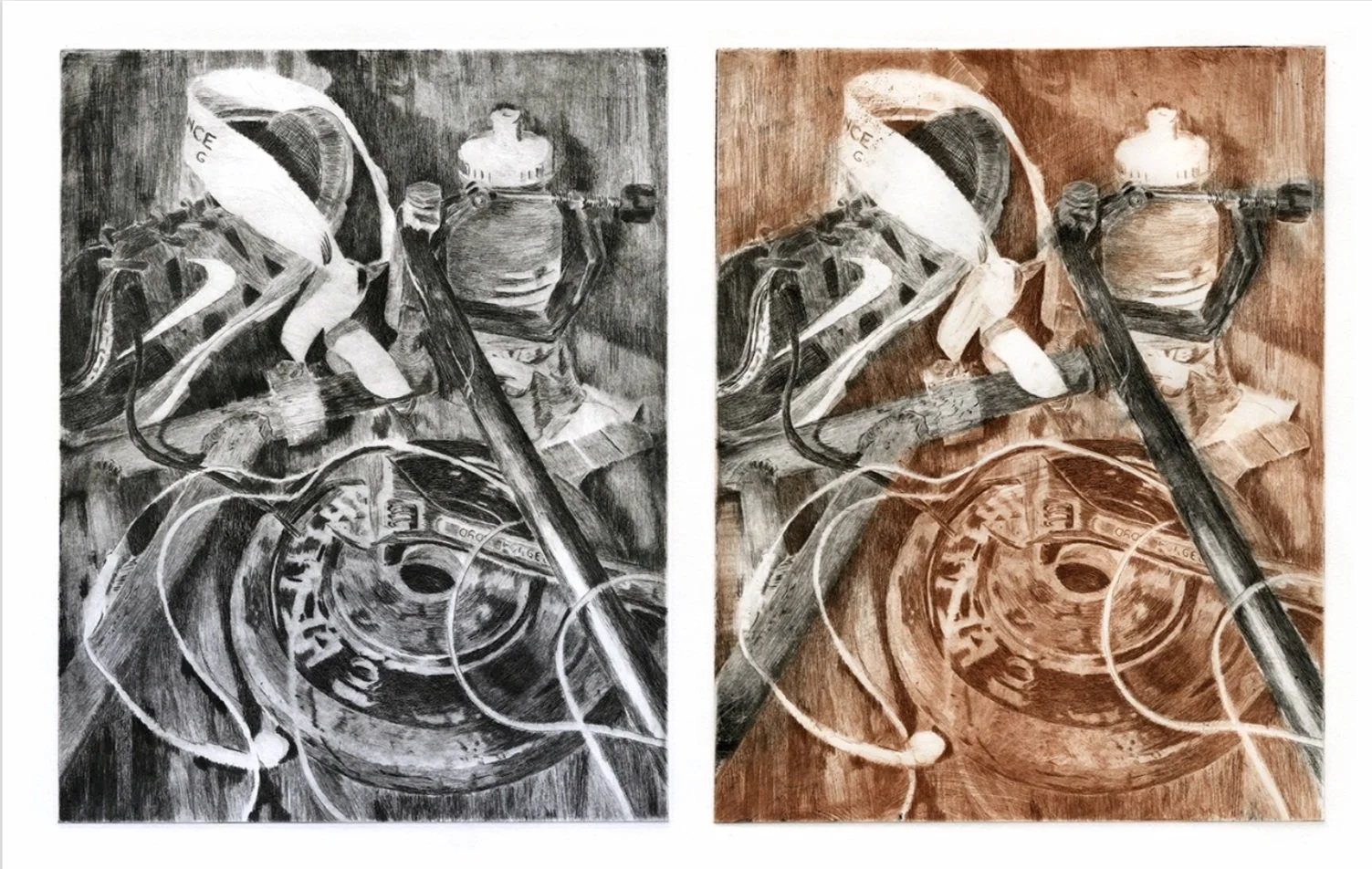"Faster" , dry point engraving