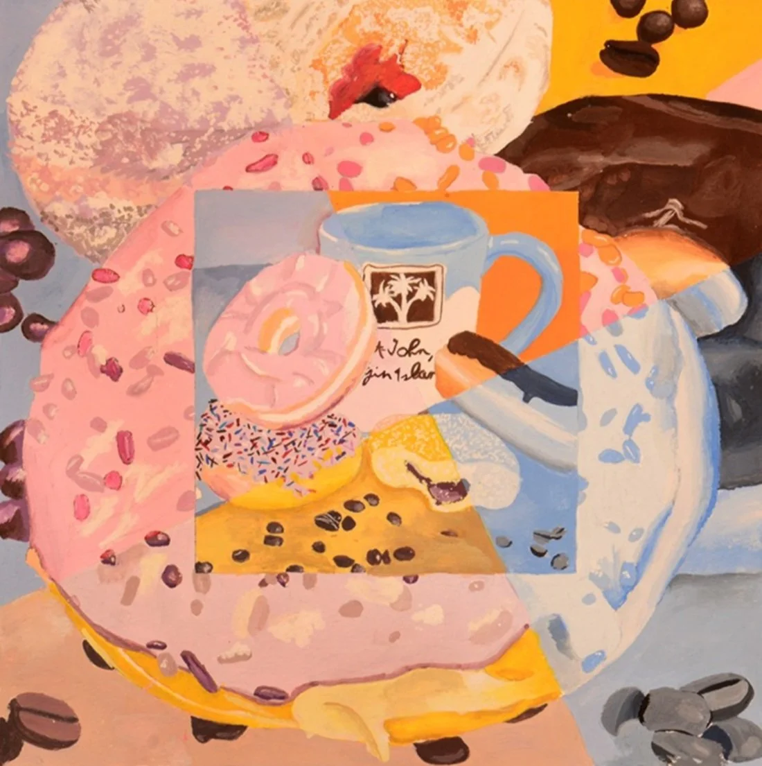 Tempera paint on watercolor paper, exploration of color schemes