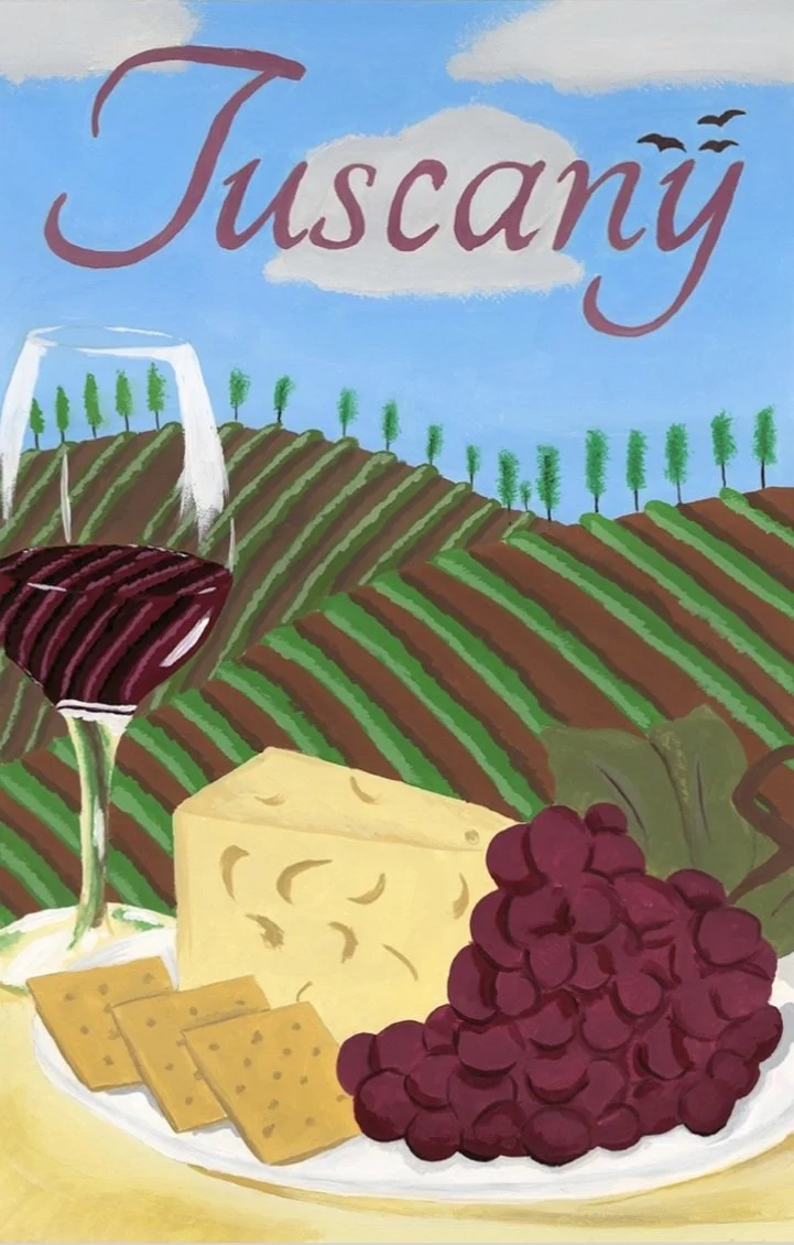 Travel poster, tempera on illustration board