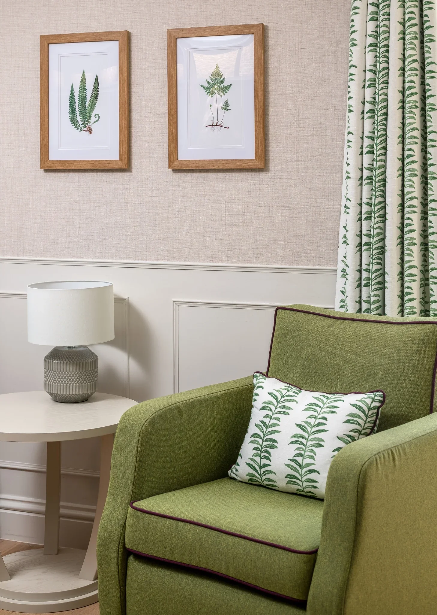 Care home cafe interior with colourful seating, Willow Lodge
