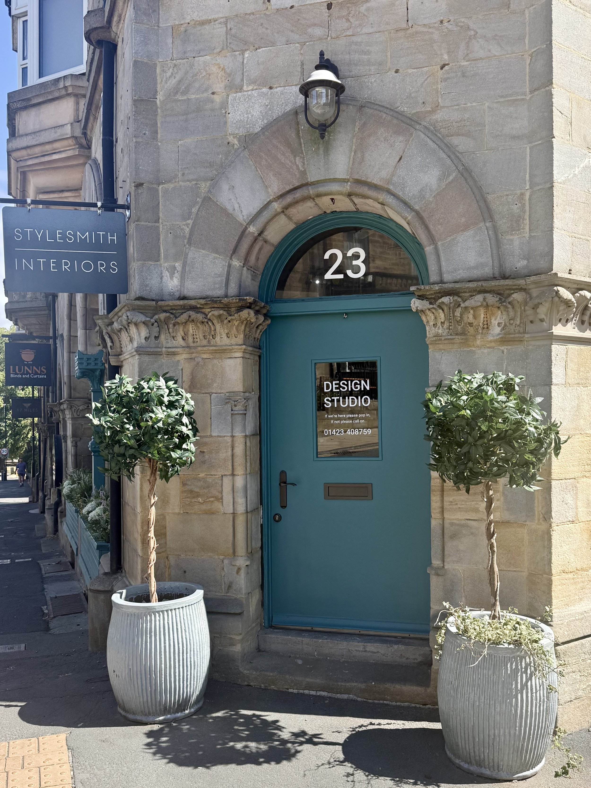 Stylesmith Interiors interior design studio in Harrogate, Yorkshire, exterior of design studio entrance