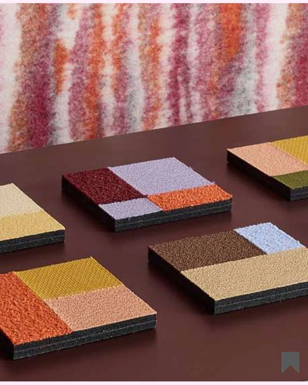 We&rsquo;re starting our Color Focus series with Lavender Haze 278, a Trevira color developed by @teklan for @slalom.acoustic 

Paired here with Plum 252B and Koi Orange 103B, these colors create an atmosphere that feels expressive and softly playful