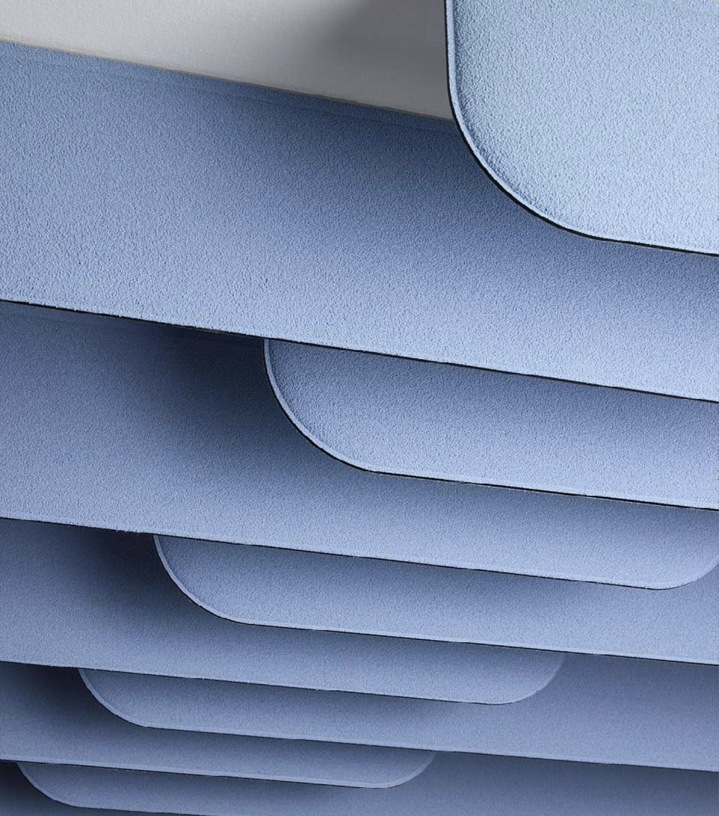 Acoustic Ceiling, baffles, installed at The Mart in Chicago during NeoCon, in the showroom of Slalom acoustics
