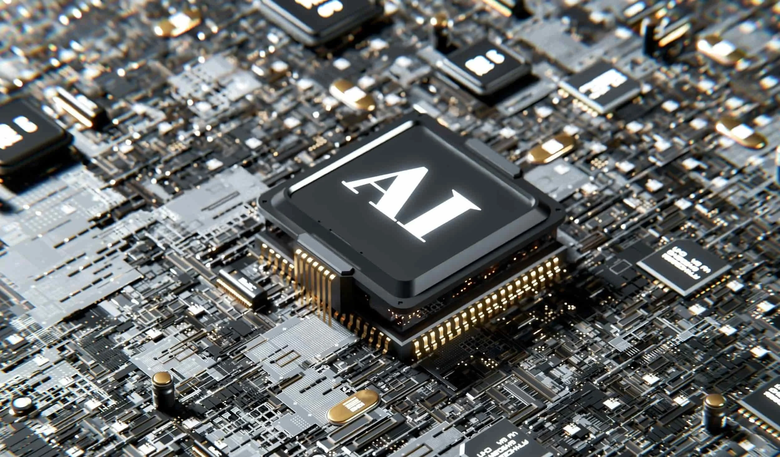 AI computer chip with words AI