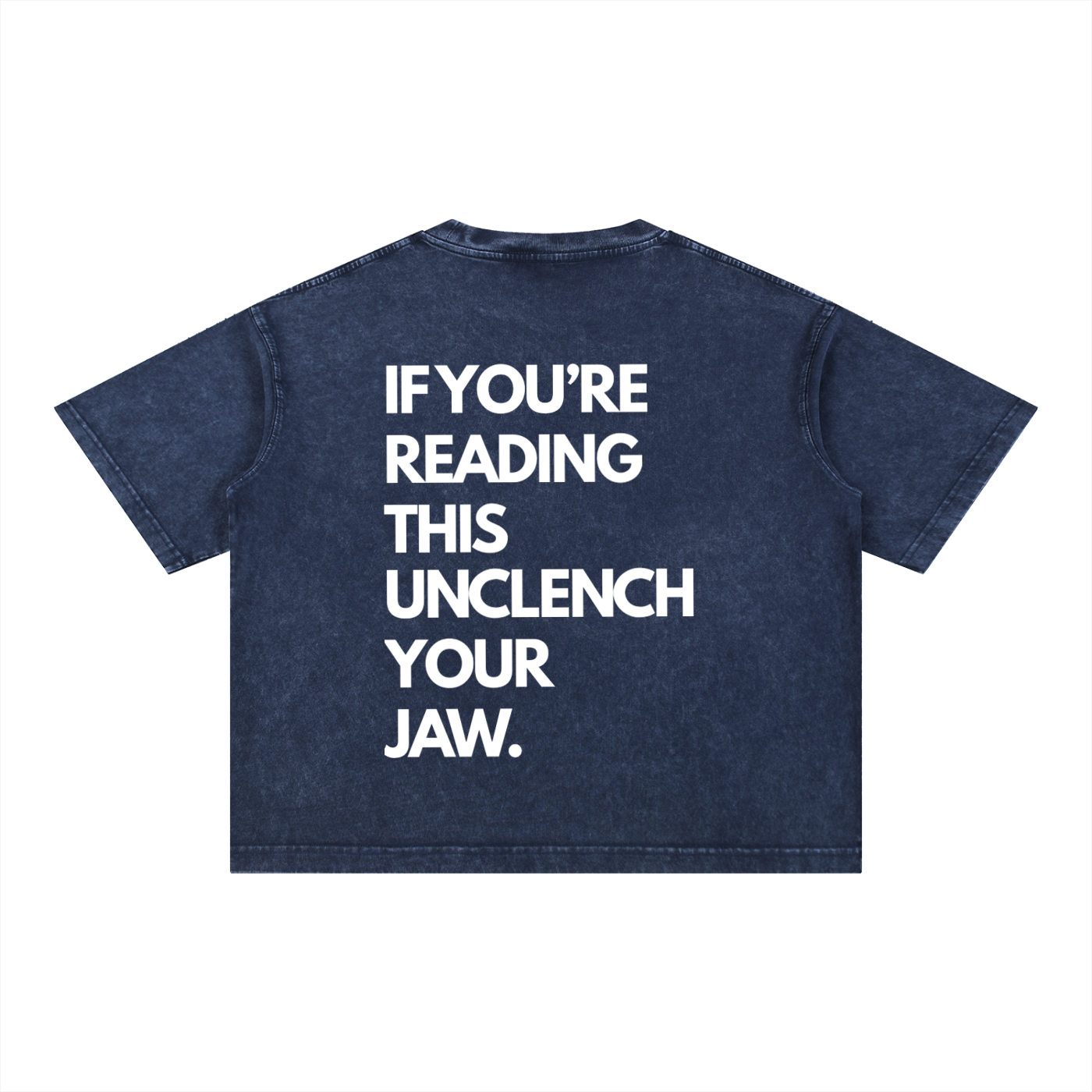 Unclench Your Jaw - Dark Blue - Mineral Wash Boxy Cotton T-Shirt