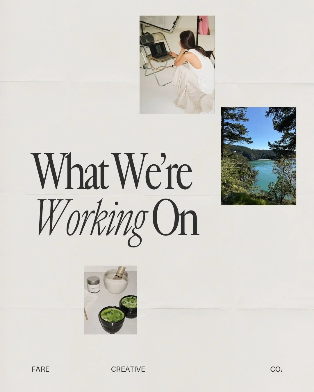 What we&rsquo;re working on lately.

A little bit of this, a little bit of something big.
New clients, shoots, travel, and a growing team.
And a few things we&rsquo;re not ready to share just yet.

Spring into summer is looking very good from here.